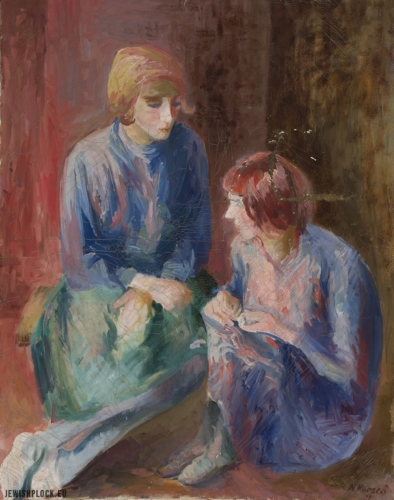 Natan Korzeń, painting, "Siostry" ["Sisters"] (source: http://cyfrowe.mnw.art.pl)